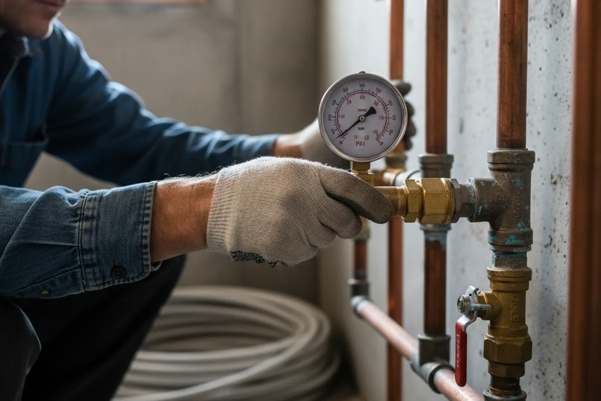 Pressure testing a repaired line during Water Line Repair in Kettle Falls